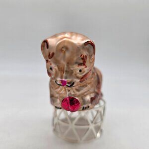 Vintage Inge Glass Cat Ornament With Ball 4" West Germany